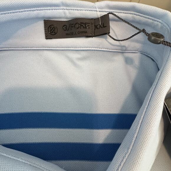 NWT G/FORE Golf Offset Stripe Tech Pique Polo Shirt Sz XXL Patriotic SKY BLUE - Picture 3 of 9
